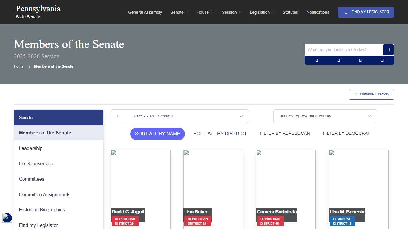 Members of the Senate | 2025-2026 Session - PA State Senate